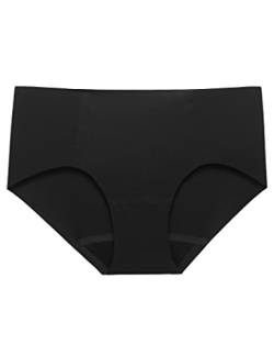 LilySilk Damen Seide Unterhose Nahtlose Unterwäsche Hipster Slip Mittel Taille Mode Neu Schlüpfer Mehrpack Frauen Tanga Panties mit Seidenschritt L Schwarz von LilySilk