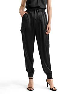 LilySilk Echte Seidenhosen Weiche Damenhose mit Seitentaschen mit Entspannter Passform Hosen für Frauen(Schwarz,30) von LilySilk