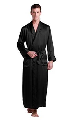 LilySilk Seide Bademantel Morgenmantel Nachtwäsche Nachtkleid Herren von 22 Momme Schwarz XL Verpackung MEHRWEG von LilySilk