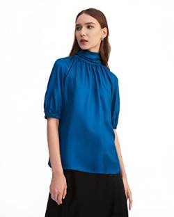LilySilk Seidenhemd Damen 22 Momme Twill Crepe Elegante einfarbige Bluse mit Rückenströmen für Casual Arbeit(Kaiserblau,XX-Large) von LilySilk
