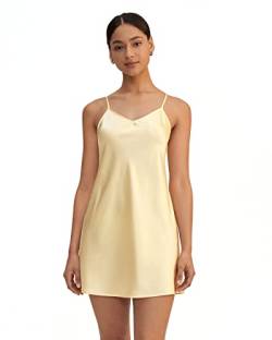 LilySilk Seidennachthemd Damen Nachtkleid Echte 22 Momme Maulbeerseide Nachthemd Nachtwäsche Frauen(Golden-Yellow,Groß) von LilySilk