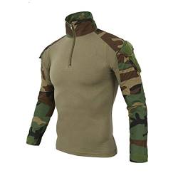 LiliChan Herren Langarm Taktisches Militär T-Shirt Outdoor Shirt Kampfhemd mit Reißverschluss (Dschungel, EU L (passende Brust: 38"-41")) von Lilychan