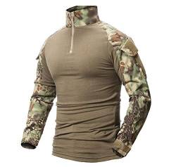 LiliChan Herren Langarm Taktisches Militär T-Shirt Outdoor Shirt Kampfhemd mit Reißverschluss (Dschungel Python, EU L (passende Brust: 38"-41")) von Lilychan