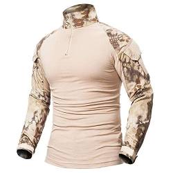 LiliChan Herren Langarm Taktisches Militär T-Shirt Outdoor Shirt Kampfhemd mit Reißverschluss (Wüstenpython, EU S (passende Brust: 34"-37")) von Lilychan