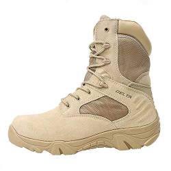 LiliChan Männer Taktische Stiefel Delta Side Reißverschluss Military Work 8 Zoll Armee Schuhe (45, Bräune) von Lilychan