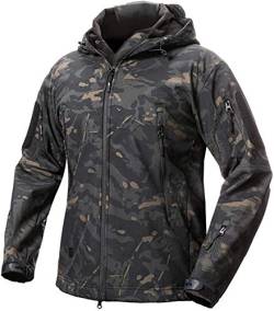 LiliChan Militärische Softshell-Taktikjacke für Herren Outdoor-Sportarten Jagdarmee Wasserdichter Oberbekleidung-Mantel (Dunkle Nacht Tarnung, X-Large) von Lilychan