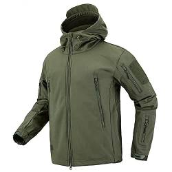 LiliChan Militärische Softshell-Taktikjacke für Herren Outdoor-Sportarten Jagdarmee Wasserdichter Oberbekleidung-Mantel (Grün, XXX-Large) von Lilychan