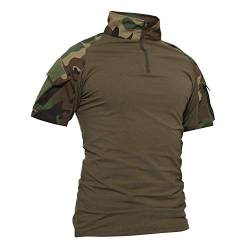 LiliChan Tactical Short Sleeves Herrenhemden Military Shirt Outdoor Shirt Tactical Combat Shirt mit Reißverschluss (Large, Dschungeltarnung) von Lilychan