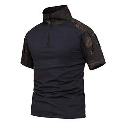 LiliChan Tactical Short Sleeves Herrenhemden Military Shirt Outdoor Shirt Tactical Combat Shirt mit Reißverschluss (Large, Nachttarnung) von Lilychan