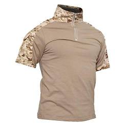 LiliChan Tactical Short Sleeves Herrenhemden Military Shirt Outdoor Shirt Tactical Combat Shirt mit Reißverschluss (Medium, Desert Digital) von Lilychan