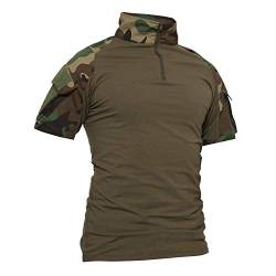 LiliChan Tactical Short Sleeves Herrenhemden Military Shirt Outdoor Shirt Tactical Combat Shirt mit Reißverschluss (Medium, Dschungeltarnung) von Lilychan