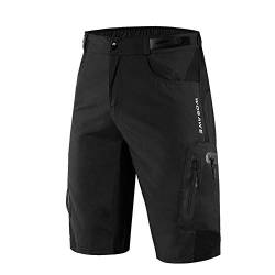 Lilychan Herren MTB Mountainbike Short Quick Dry Leichte Arbeit Golf Casual Shorts 7 Taschen (Schwarz,XXL) von Lilychan