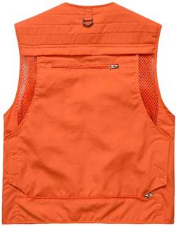 Lilychan Herren Utility Casual Angelwesten Outdoor Arbeitsweste Multi Taschen Cargo Weste Reise Jagd Camping Taktische Oberbekleidung (Orange,3XL) von Lilychan