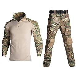 Lilychan Tactical Military Suits für Herren Langarm-Rip-Stop-Uniformen Combat Shirt und Pants Elbow Knee Pads (CP, XXL) von Lilychan