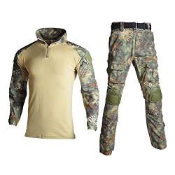 Lilychan Tactical Military Suits für Herren Langarm-Rip-Stop-Uniformen Combat Shirt und Pants Elbow Knee Pads (Dschungelpython, l) von Lilychan