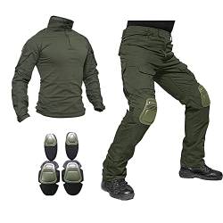 Lilychan Tactical Military Suits für Herren Langarm-Rip-Stop-Uniformen Combat Shirt und Pants Elbow Knee Pads (Grün, XL) von Lilychan