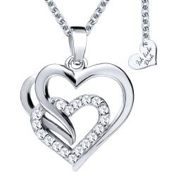 Limana Damen Halskette Silber 925 Herz Kette mit Anhänger Ich liebe Dich Schmuck Zirkonia Herzkette 45-50cm Weihnachten Geschenk für Damen Frau Freundin von Limana