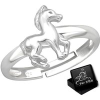 Limana Fingerring Mädchen Kinderring echt 925 Sterling Silber verstellbarer Ring Pferd (inkl. Geschenkdose), Fohlen Geschenkidee Geschenk Weihnachten Geburtstag von Limana