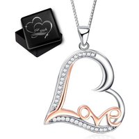 Limana Herzkette Damen 925 Sterling Silber Herz Kette Anhänger Geschenkidee Freundin (inkl. Herz Gravur Geschenkdose), Liebe Geschenk Liebesgeschenk Silberkette Herzanhänger von Limana