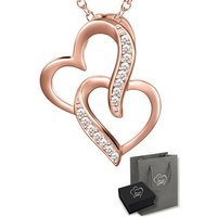 Limana Herzkette Damen Frauen 925 Silber Rosegold Zirkonia Kette mit Herz-Anhänger (inkl. Herz Geschenkdose und Tasche), 45-49cm Damengeschenk Frauen Liebe Geschenk Idee Liebesgeschenk von Limana