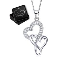 Limana Herzkette Damen Frauen echt 925 Sterling Silber Kette mit Herzanhänger Liebe (inkl. Geschenkdose mit Herz Gravur), Liebesgeschenk Freundin Herz Anhänger echte Silberkette von Limana