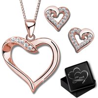 Limana Herzkette Damen Schmuckset echt 925 Sterling Silber Ohrringe Kette mit Herz, Ich liebe Dich Geschenkidee Geschenk Frauen Geschenkset von Limana