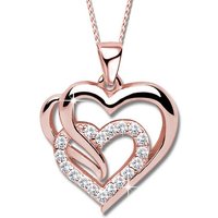 Limana Herzkette Damen echt 925 Sterling Silber Kette mit Herz Anhänger, Geschenkidee Geschenk Idee Rosegold Rotgold von Limana