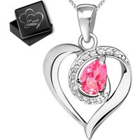 Limana Herzkette Damen echter Edelstein äthiopischer opal pink 925 Sterling Silber Herz (inkl. Geschenkdose), Anhänger Herzanhänger Geschenkidee Liebe von Limana