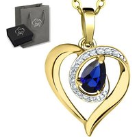 Limana Herzkette Edelstein Kyanit blau Silber 925 Gold Herz-Anhänger Damenkette (inkl. Herz Geschenkdose und Tasche), Damengeschenk Liebe Geschenk Idee Goldkette Edelsteinschmuck von Limana