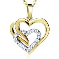 Limana Herzkette Halskette für Damen echt 925 Silber Kette mit Herz Anhänger gold, Frauen Damen Geschenk Idee Liebe von Limana