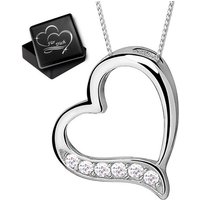 Limana Herzkette Kette mit Herz echt 925 Sterling Silber (inkl. Geschenkdose), Anhänger Zirkonia Geschenkidee für Frauen von Limana