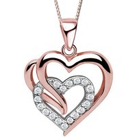 Limana Herzkette echt 925 Sterling Silber Kette mit Herz Anhänger, Frauen Damen Halskette Geschenk Idee Rosegold Rotgold von Limana