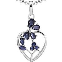 Limana Herzkette echte Edelsteine blau lila Iolith 925 Sterling Silber Kette mit Herz (inkl. Herz Geschenkdose und Tasche), 50cm Schmuck für jeden Tag Anhänger Frauen Geschenk Echtschmuck von Limana