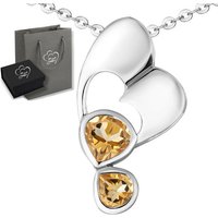 Limana Herzkette echte Edelsteine gelber Citrin 925 Sterling Silber Kette mit Herz 50cm (inkl. Herz Geschenkdose und Tasche), Kette für jeden Tag Anhänger Frauen Geschenk Echtschmuck von Limana