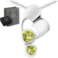 Limana Herzkette echte Edelsteine grüner Peridot 925 Sterling Silber Kette mit Herz (inkl. Herz Geschenkdose und Tasche), Anhänger 50cm Silberkette Frauen Geschenk Damenschmuck Echtschmuck von Limana