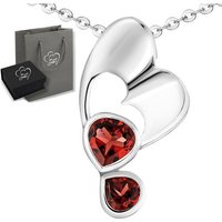 Limana Herzkette echte Edelsteine roter Granat 925 Sterling Silber Kette mit Herz (inkl. Herz Geschenkdose und Tasche), Kette für jeden Tag Anhänger 50cm Frauen Geschenk Echtschmuck von Limana