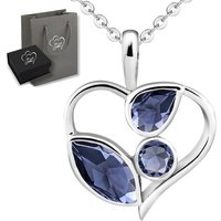 Limana Herzkette echter Edelstein blau lila Iolith 925 Sterling Silber Kette mit Herz (inkl. Herz Geschenkdose und Tasche), Anhänger 50cm Frauen Geschenk Liebesgeschenk Liebe Geschenk Idee von Limana