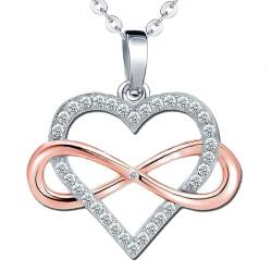 Limana Kette Herz Damen Halskette 925 Sterling Silber Anhänger Unendlichkeit 45-50cm Geschenk für Damen Frauen von Limana