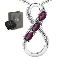 Limana Kette mit Anhänger Edelstein Rhodolith 925 Silber Unendlichkeitszeichen Liebe (inkl. Herz Geschenkdose und Tasche), Liebe Geschenk Idee Liebesgeschenk Damenkette Frauenkette von Limana