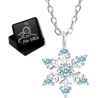 Limana Kette mit Anhänger Kinder Mädchen Damen 925 echt Sterling Silber Stern Schneeflocke, Zirkonia Geschenk Idee Nikolaus Weihnachten von Limana