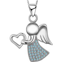 Limana Kette mit Anhänger echt 925 Sterling Silber Engelkette, Schutzengel Engel Herz Liebe Halskette Herzkette von Limana