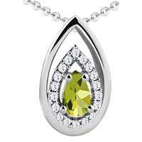 Limana Kette mit Anhänger echter Edelstein grüner Peridot 925 Sterling Silber Silberkette (inkl. Herz Geschenkdose und Tasche), 45cm Schmuck für jeden Tag Damenkette Frauenkette Geschenk von Limana