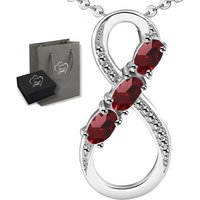 Limana Kette mit Anhänger echter Granat rot 925 Silber Unendlichkeit Unendlichkeitszeichen (inkl. Herz Geschenkdose und Tasche), Liebe Geschenk Idee Liebesgeschenk Edelstein von Limana