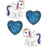 Limana Ohrring-Set Einhorn Pferde Ohrringe echt 925 Sterling Silber Edelstahl Herz, Glitzer Mädchen Frauen von Limana