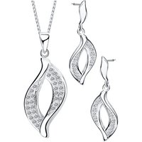 Limana Ohrring und Ketten Set Damen Frauen Geschenke Set echt 925 Sterling Silber (inkl. Herz Geschenkdose), Zirkonia Geschenkidee Liebe hängende Ohrstecker Halskette von Limana