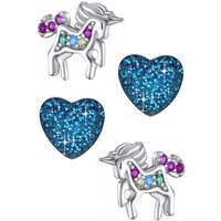 Limana Ohrstecker-Set Einhorn Pferde Herz Ohrstecker Mädchen 925 Sterling Silber Edelstahl, Kinderschmuck mit Zirkonia und Glitzer von Limana