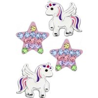 Limana Ohrstecker-Set Kinder Mädchen Ohrringe echt 925 Sterling Silber Pferde Sterne Einhorn, Zirkonia Kristalle von Limana