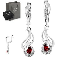 Limana Paar Ohrhänger echter Granat Edelstein rot Silber 925 hängende Ohrringe Damen (inkl. Herz Geschenkdose und Tasche), Geschenk Idee für Frauen Damen Echtschmuck von Limana