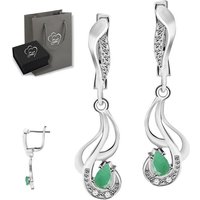 Limana Paar Ohrhänger echter Smaragd Edelstein grün Silber 925 hängende Ohrringe Damen (inkl. Herz Geschenkdose und Tasche), Geschenk Idee für Frauen Damen Echtschmuck von Limana