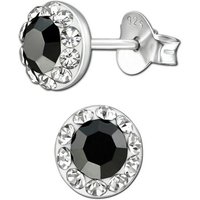 Limana Paar Ohrstecker 6mm 8mm runde schwarze echt 925 Sterling Silber Ohrringe, Kinderohrringe Damenohrringe von Limana